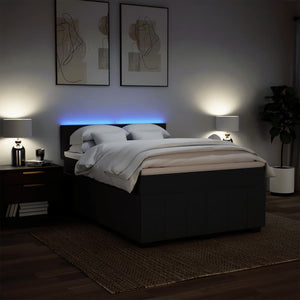 Κρεβάτι Boxspring με Στρώμα Μαύρο 140x190 εκ. Υφασμάτινο - Pakobazaar