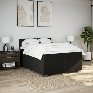 Κρεβάτι Boxspring με Στρώμα Μαύρο 140x190 εκ. Υφασμάτινο - Pakobazaar