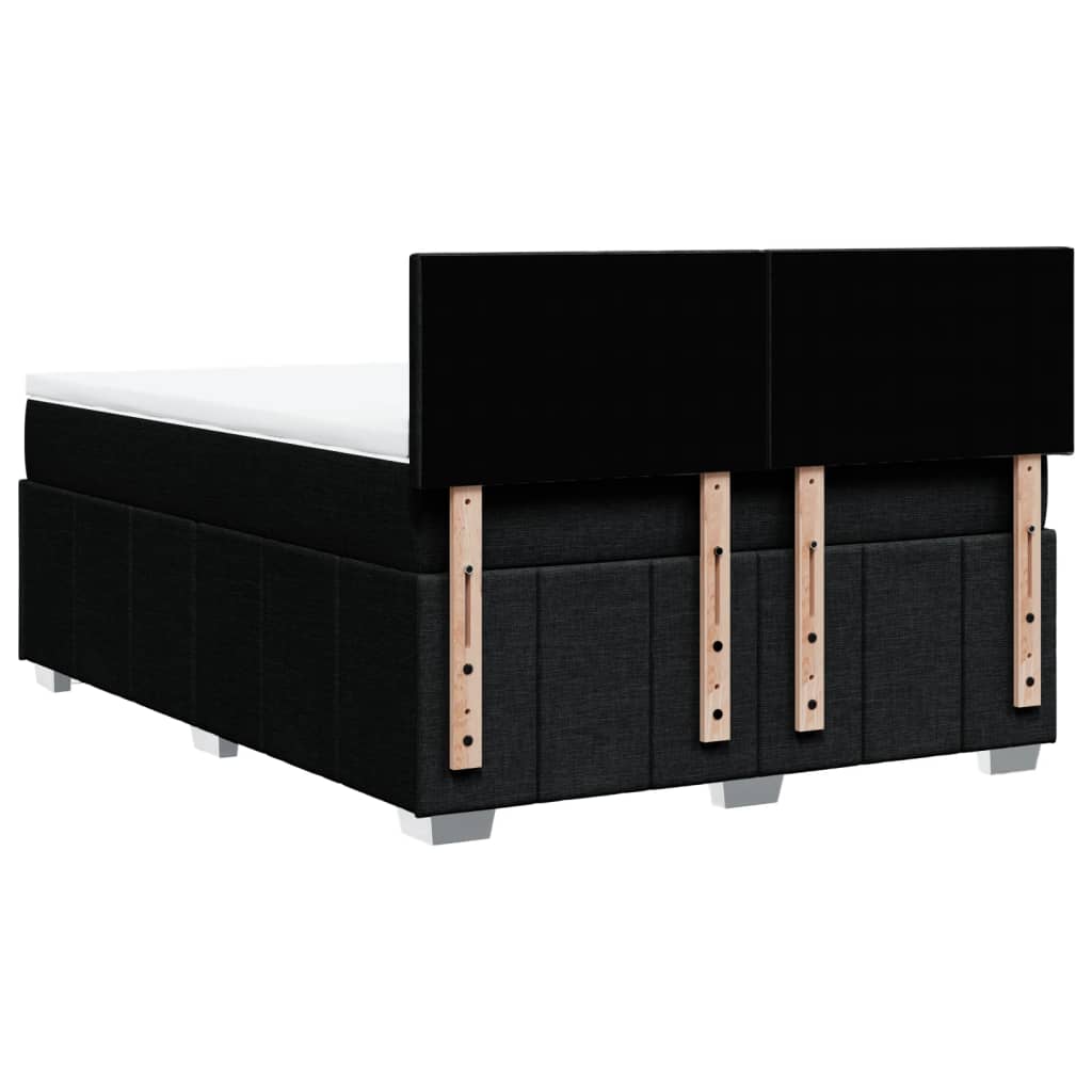 Κρεβάτι Boxspring με Στρώμα Μαύρο 140x190 εκ. Υφασμάτινο - Pakobazaar