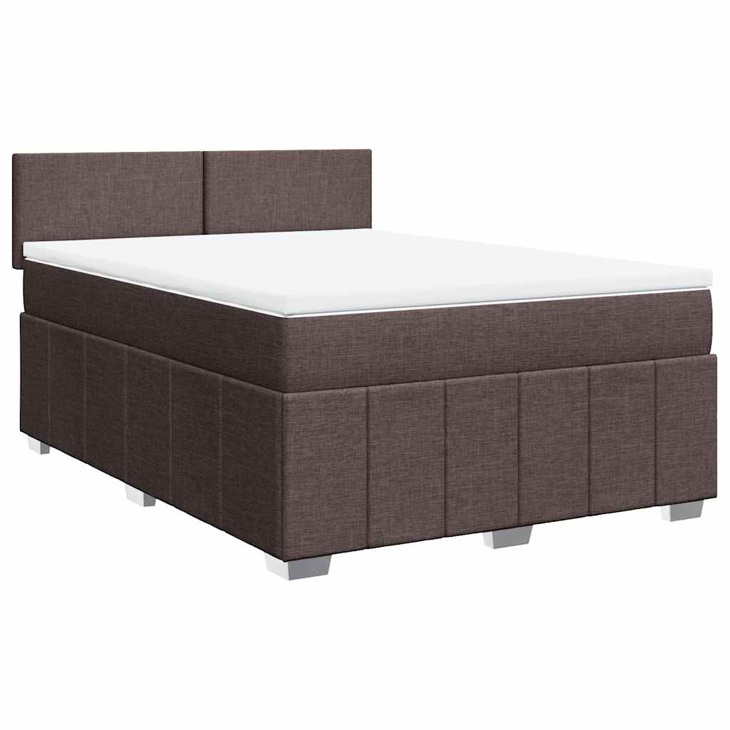 Κρεβάτι Boxspring με Στρώμα Σκούρο Καφέ 140x190 εκ. Υφασμάτινο