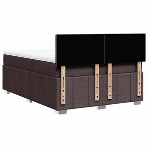 Κρεβάτι Boxspring με Στρώμα Σκούρο Καφέ 140x190 εκ. Υφασμάτινο