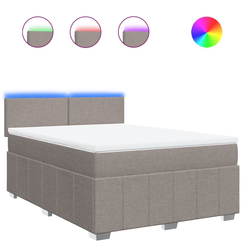 Κρεβάτι Boxspring με Στρώμα Taupe 140x190 εκ. Υφασμάτινο - Pakobazaar