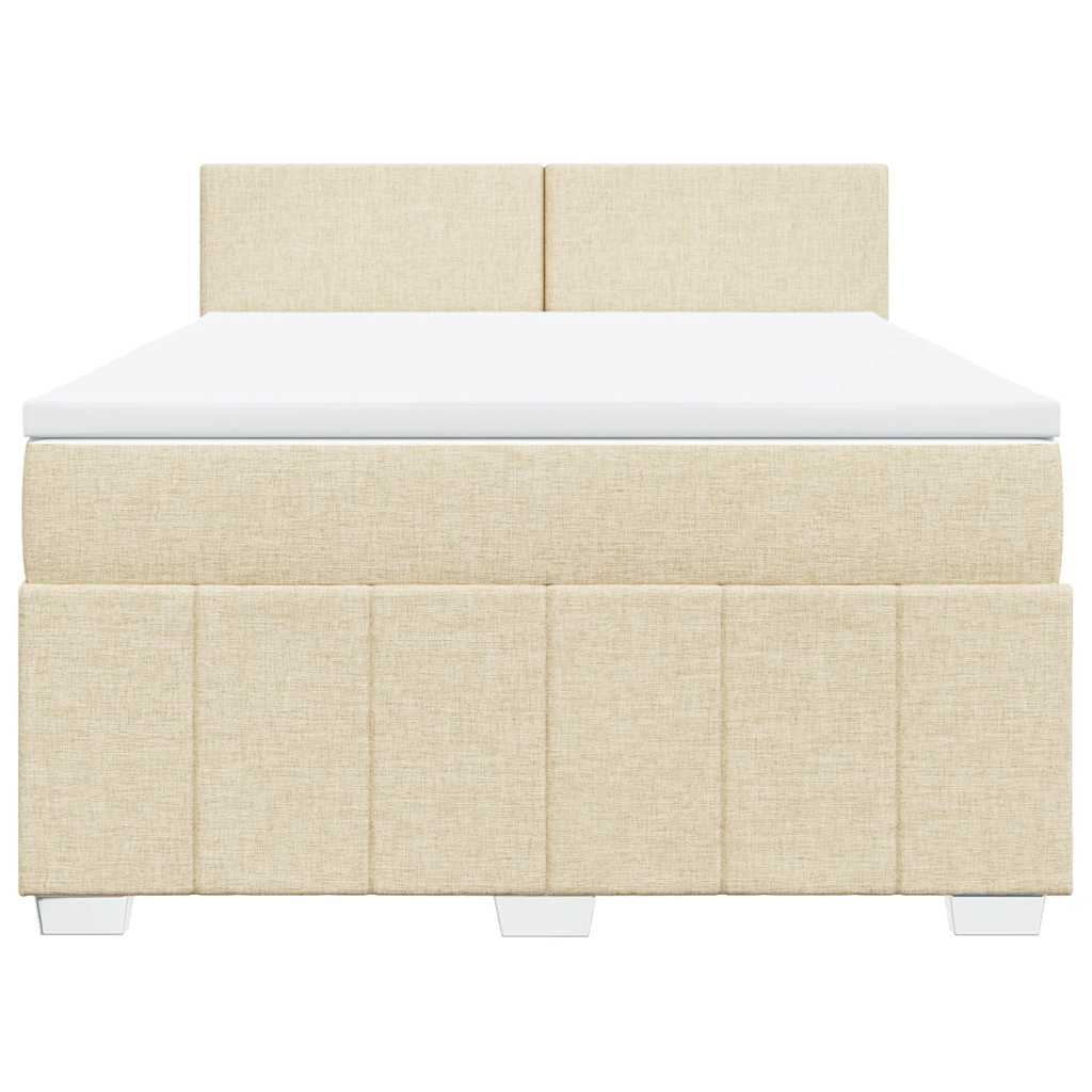 Κρεβάτι Boxspring με Στρώμα Κρεμ 140x190 εκ. Υφασμάτινο - Pakobazaar