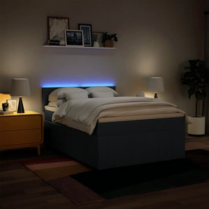 Κρεβάτι Boxspring με Στρώμα Μπλε 140x190 εκ. Υφασμάτινο