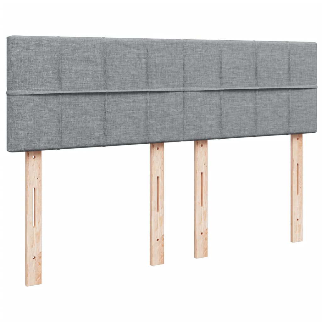 Κρεβάτι Boxspring με Στρώμα Ανοιχτό Γκρι 140x190 εκ. Υφασμάτινο - Pakobazaar