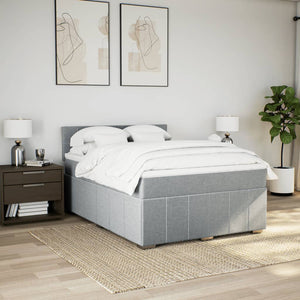Κρεβάτι Boxspring με Στρώμα Ανοιχτό Γκρι 140x190 εκ. Υφασμάτινο - Pakobazaar