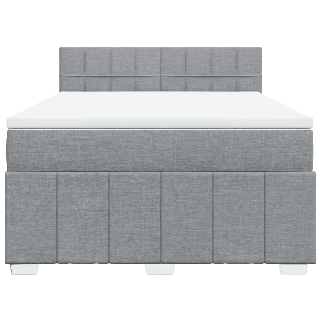 Κρεβάτι Boxspring με Στρώμα Ανοιχτό Γκρι 140x190 εκ. Υφασμάτινο - Pakobazaar