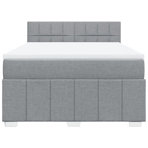 Κρεβάτι Boxspring με Στρώμα Ανοιχτό Γκρι 140x190 εκ. Υφασμάτινο - Pakobazaar