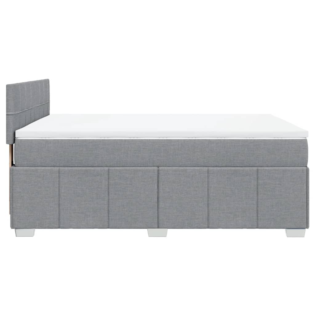Κρεβάτι Boxspring με Στρώμα Ανοιχτό Γκρι 140x190 εκ. Υφασμάτινο - Pakobazaar