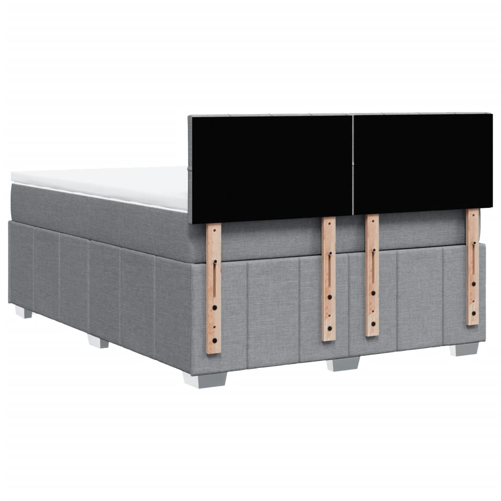Κρεβάτι Boxspring με Στρώμα Ανοιχτό Γκρι 140x190 εκ. Υφασμάτινο - Pakobazaar