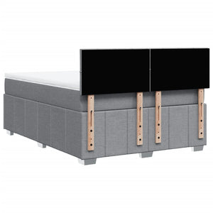 Κρεβάτι Boxspring με Στρώμα Ανοιχτό Γκρι 140x190 εκ. Υφασμάτινο - Pakobazaar