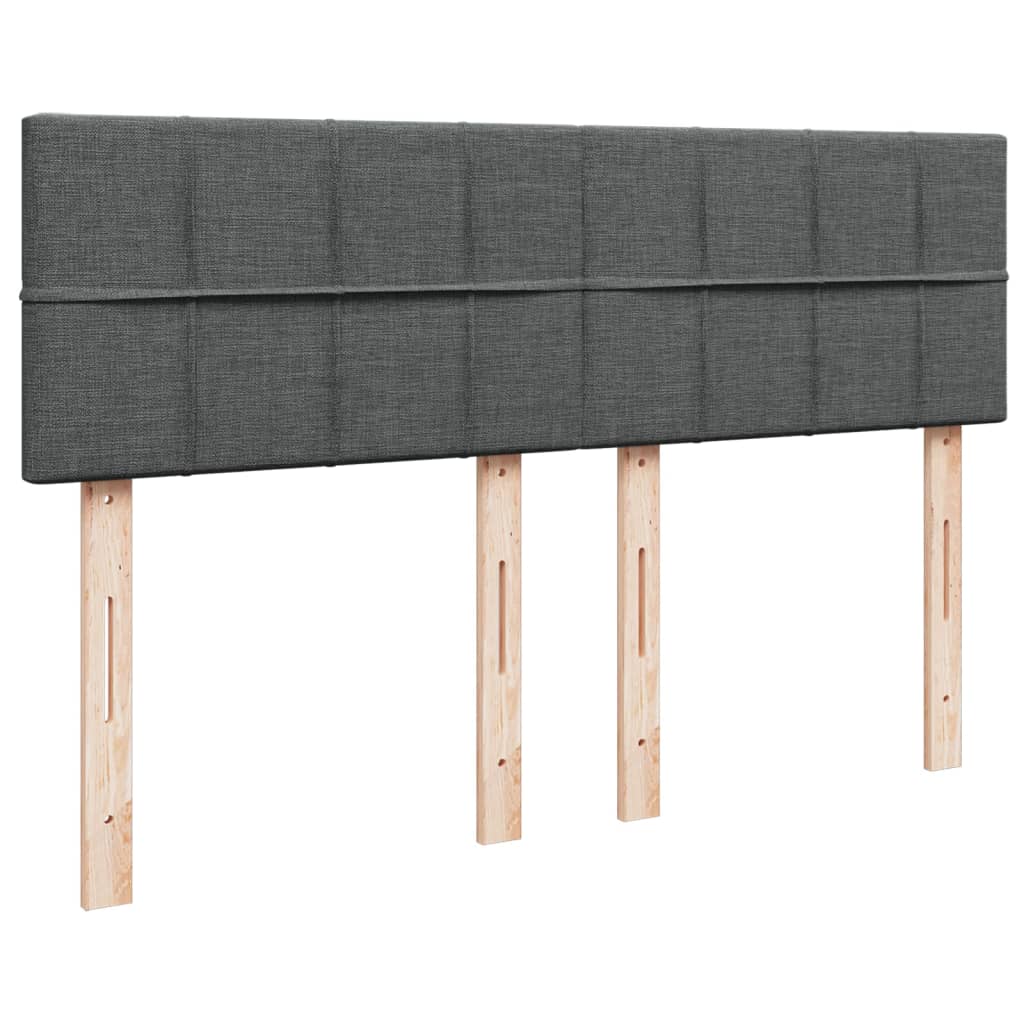 Κρεβάτι Boxspring με Στρώμα Σκούρο Γκρι 140x190 εκ. Υφασμάτινο - Pakobazaar