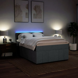 Κρεβάτι Boxspring με Στρώμα Σκούρο Γκρι 140x190 εκ. Υφασμάτινο - Pakobazaar