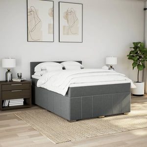 Κρεβάτι Boxspring με Στρώμα Σκούρο Γκρι 140x190 εκ. Υφασμάτινο - Pakobazaar