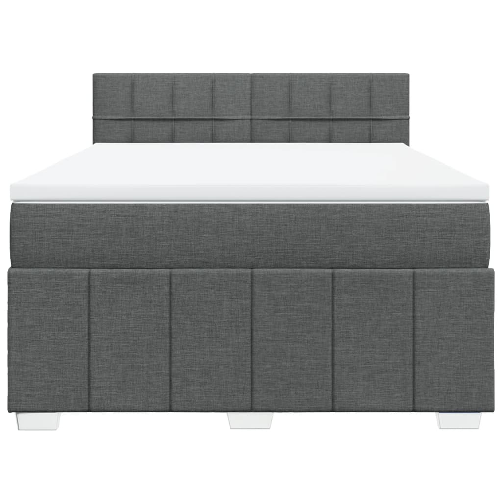 Κρεβάτι Boxspring με Στρώμα Σκούρο Γκρι 140x190 εκ. Υφασμάτινο - Pakobazaar