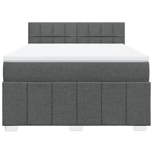 Κρεβάτι Boxspring με Στρώμα Σκούρο Γκρι 140x190 εκ. Υφασμάτινο - Pakobazaar