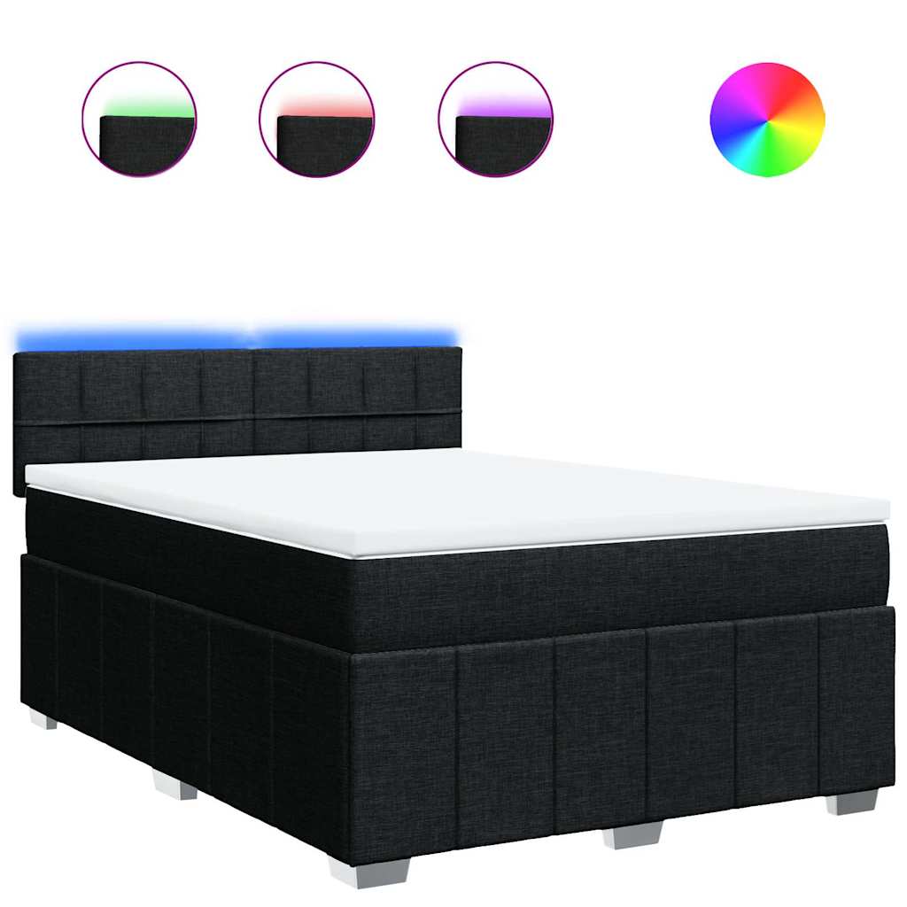 Κρεβάτι Boxspring με Στρώμα Μαύρο 140x190 εκ. Υφασμάτινο - Pakobazaar