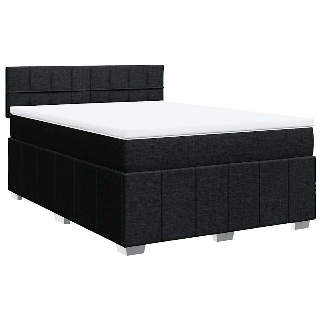 Κρεβάτι Boxspring με Στρώμα Μαύρο 140x190 εκ. Υφασμάτινο - Pakobazaar
