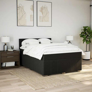 Κρεβάτι Boxspring με Στρώμα Μαύρο 140x190 εκ. Υφασμάτινο - Pakobazaar
