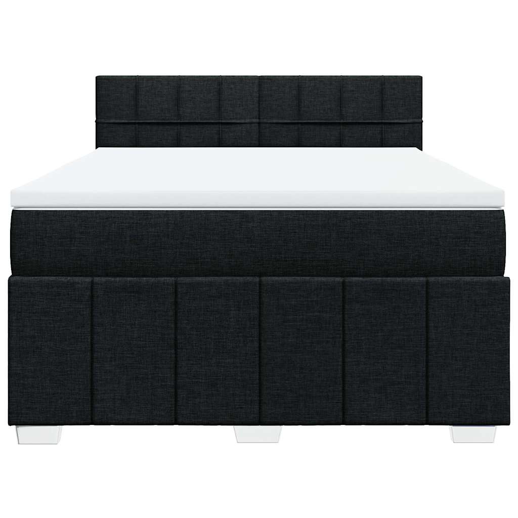 Κρεβάτι Boxspring με Στρώμα Μαύρο 140x190 εκ. Υφασμάτινο - Pakobazaar