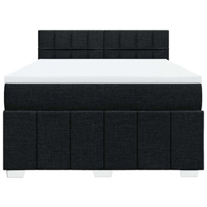 Κρεβάτι Boxspring με Στρώμα Μαύρο 140x190 εκ. Υφασμάτινο - Pakobazaar
