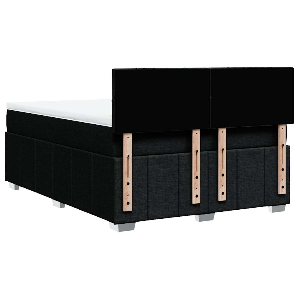 Κρεβάτι Boxspring με Στρώμα Μαύρο 140x190 εκ. Υφασμάτινο - Pakobazaar