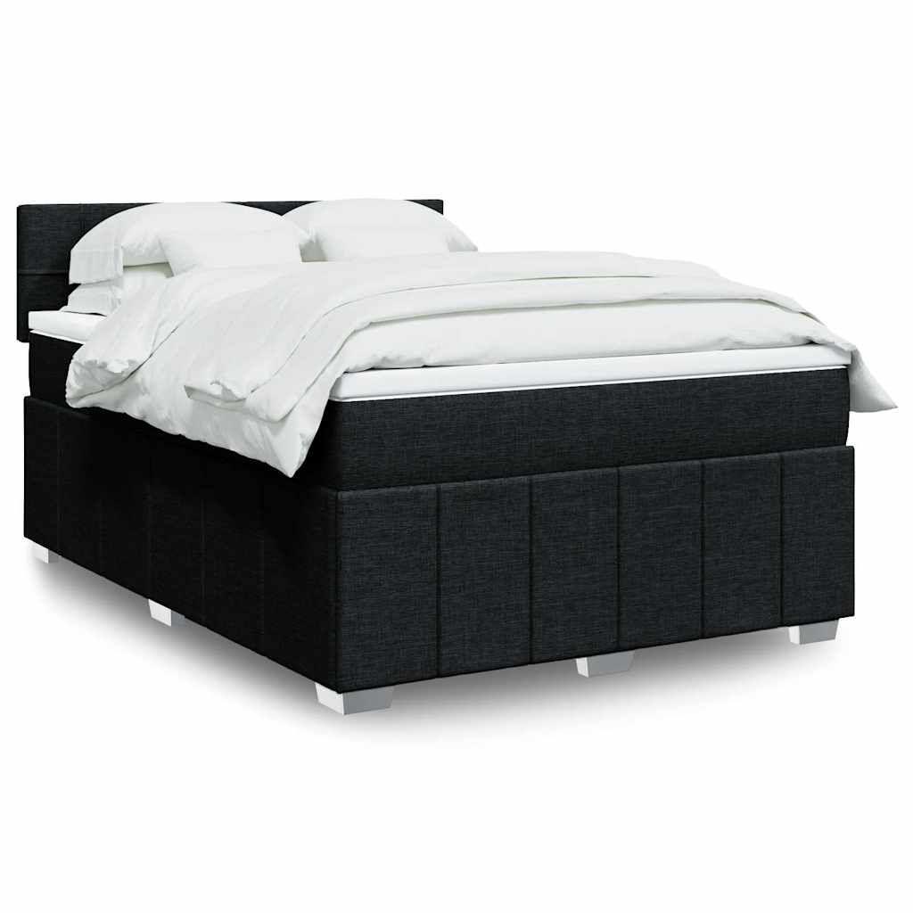 Κρεβάτι Boxspring με Στρώμα Μαύρο 140x190 εκ. Υφασμάτινο - Pakobazaar