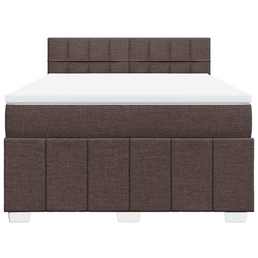 Κρεβάτι Boxspring με Στρώμα Σκούρο Καφέ 140x190 εκ. Υφασμάτινο - Pakobazaar