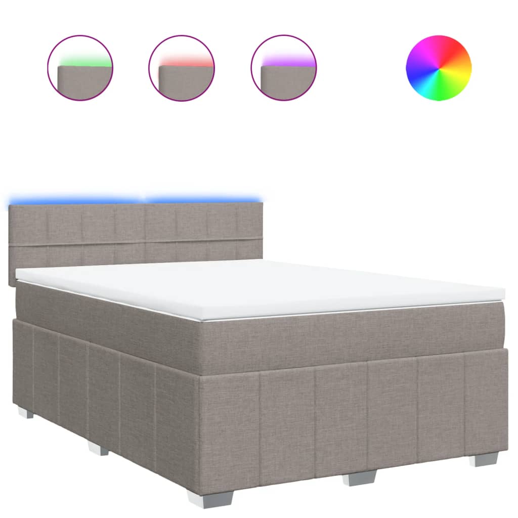 Κρεβάτι Boxspring με Στρώμα Taupe 140x190 εκ. Υφασμάτινο - Pakobazaar