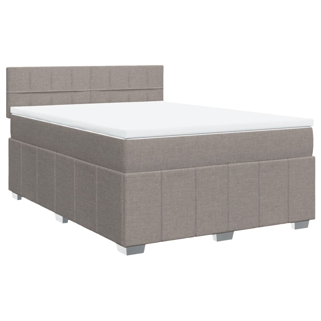 Κρεβάτι Boxspring με Στρώμα Taupe 140x190 εκ. Υφασμάτινο - Pakobazaar