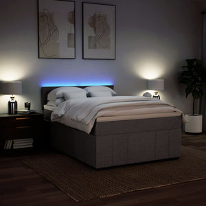 Κρεβάτι Boxspring με Στρώμα Taupe 140x190 εκ. Υφασμάτινο - Pakobazaar