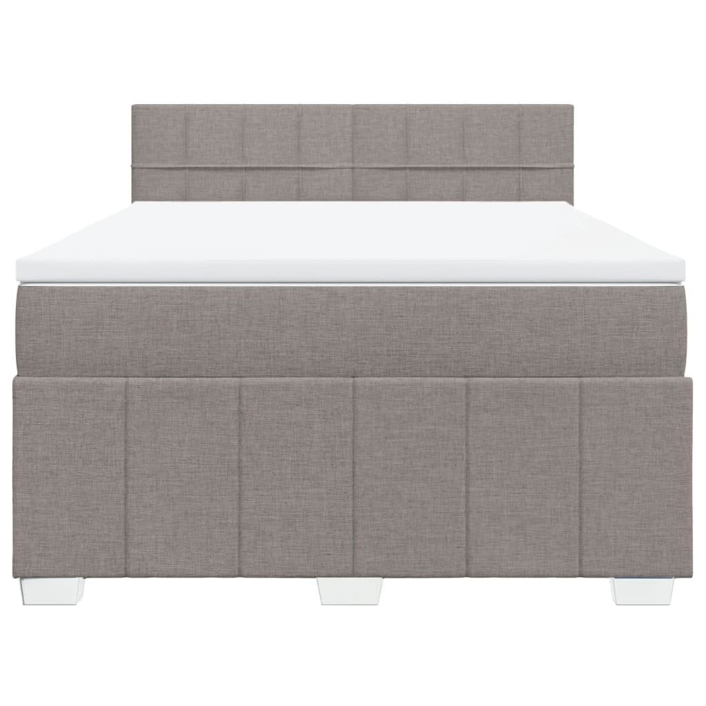 Κρεβάτι Boxspring με Στρώμα Taupe 140x190 εκ. Υφασμάτινο - Pakobazaar
