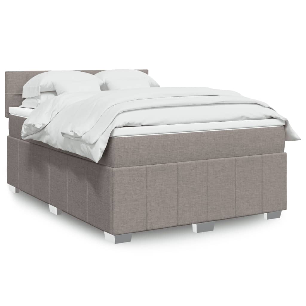 Κρεβάτι Boxspring με Στρώμα Taupe 140x190 εκ. Υφασμάτινο - Pakobazaar