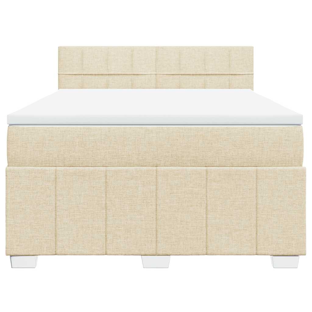 Κρεβάτι Boxspring με Στρώμα Κρεμ 140x190 εκ. Υφασμάτινο - Pakobazaar