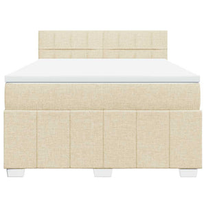 Κρεβάτι Boxspring με Στρώμα Κρεμ 140x190 εκ. Υφασμάτινο - Pakobazaar