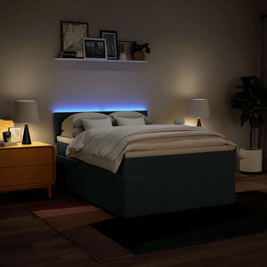 Κρεβάτι Boxspring με Στρώμα Μπλε 140x190 εκ. Υφασμάτινο - Pakobazaar