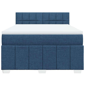 Κρεβάτι Boxspring με Στρώμα Μπλε 140x190 εκ. Υφασμάτινο - Pakobazaar