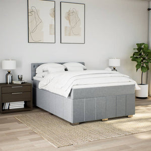 Κρεβάτι Boxspring με Στρώμα Ανοιχτό Γκρι 140x190 εκ. Υφασμάτινο - Pakobazaar