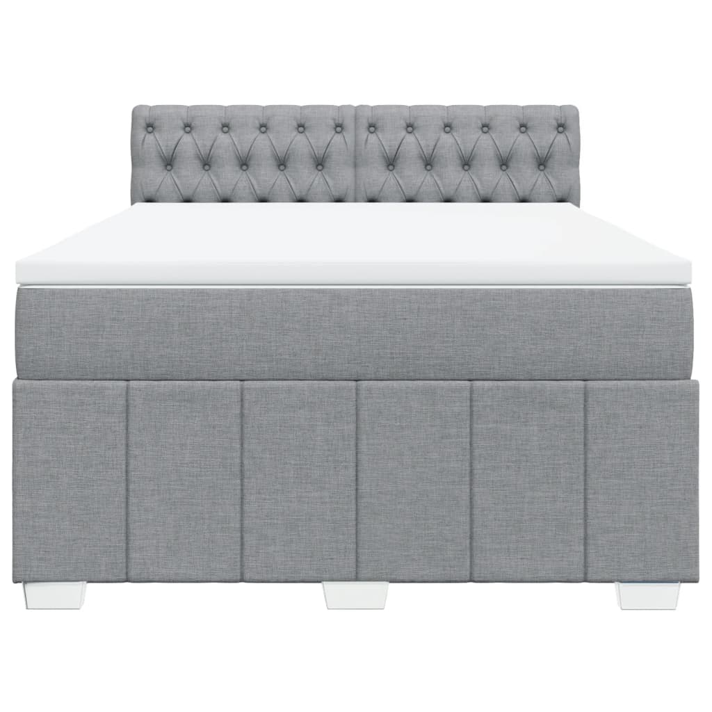 Κρεβάτι Boxspring με Στρώμα Ανοιχτό Γκρι 140x190 εκ. Υφασμάτινο - Pakobazaar