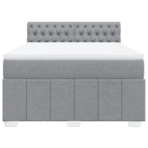 Κρεβάτι Boxspring με Στρώμα Ανοιχτό Γκρι 140x190 εκ. Υφασμάτινο - Pakobazaar