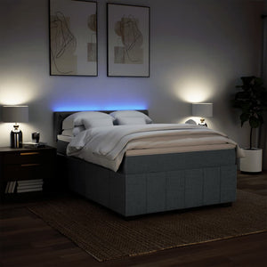Κρεβάτι Boxspring με Στρώμα Σκούρο Γκρι 140x190 εκ. Υφασμάτινο - Pakobazaar