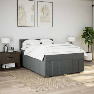 Κρεβάτι Boxspring με Στρώμα Σκούρο Γκρι 140x190 εκ. Υφασμάτινο - Pakobazaar