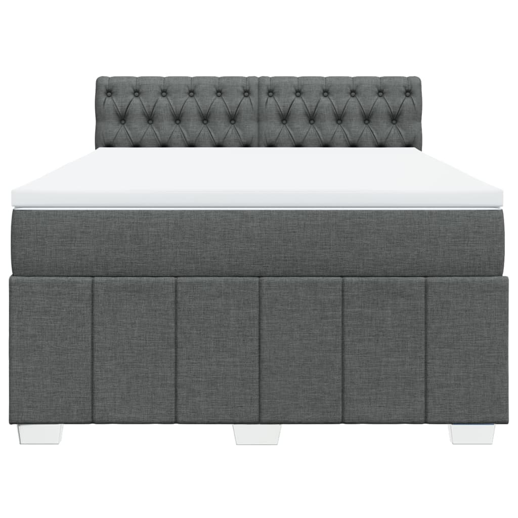Κρεβάτι Boxspring με Στρώμα Σκούρο Γκρι 140x190 εκ. Υφασμάτινο - Pakobazaar