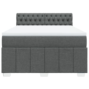 Κρεβάτι Boxspring με Στρώμα Σκούρο Γκρι 140x190 εκ. Υφασμάτινο - Pakobazaar
