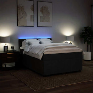 Κρεβάτι Boxspring με Στρώμα Μαύρο 140x190 εκ. Υφασμάτινο - Pakobazaar