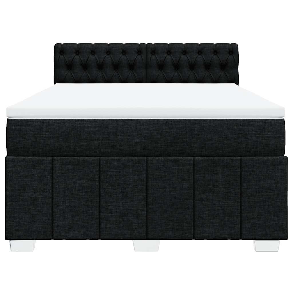 Κρεβάτι Boxspring με Στρώμα Μαύρο 140x190 εκ. Υφασμάτινο - Pakobazaar