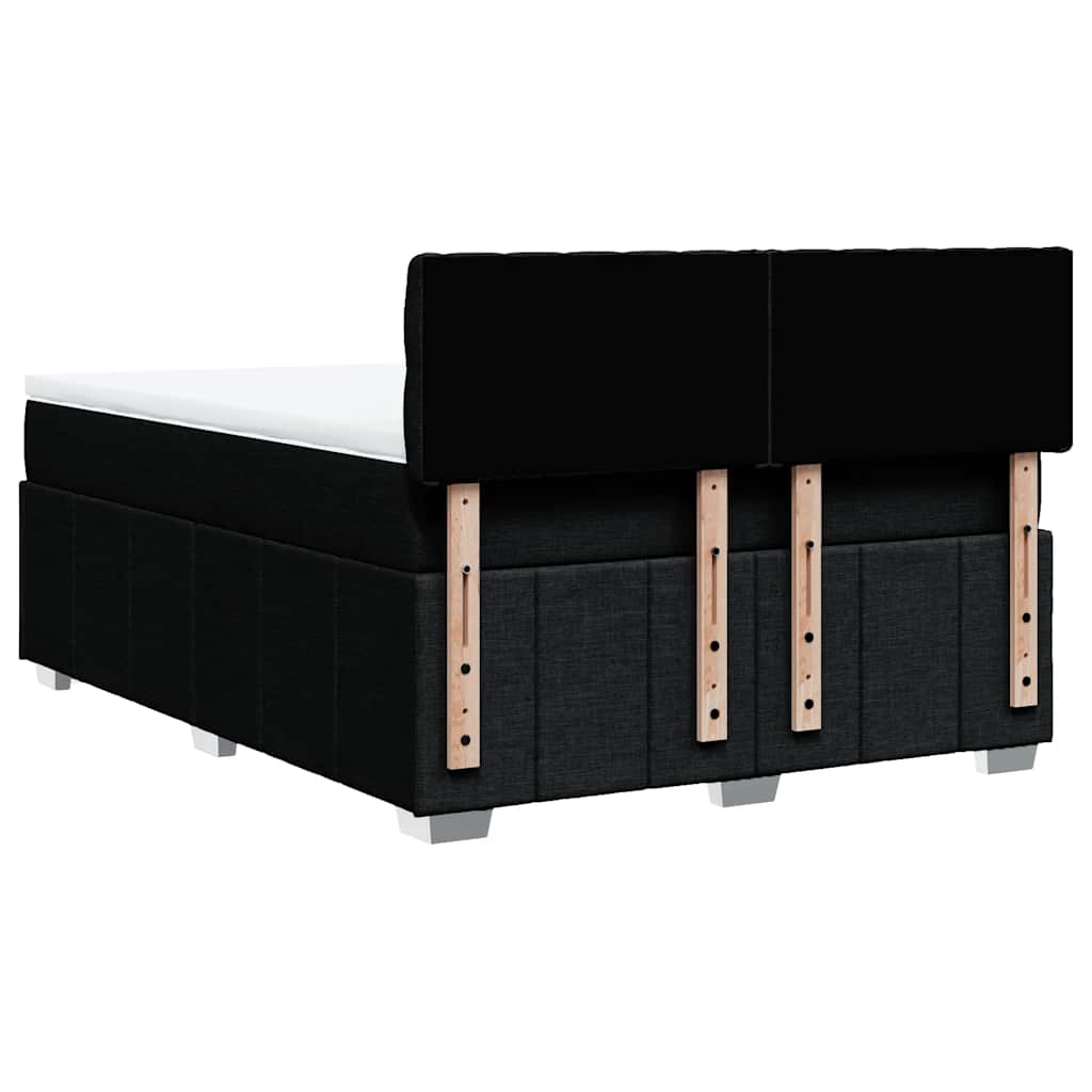 Κρεβάτι Boxspring με Στρώμα Μαύρο 140x190 εκ. Υφασμάτινο - Pakobazaar