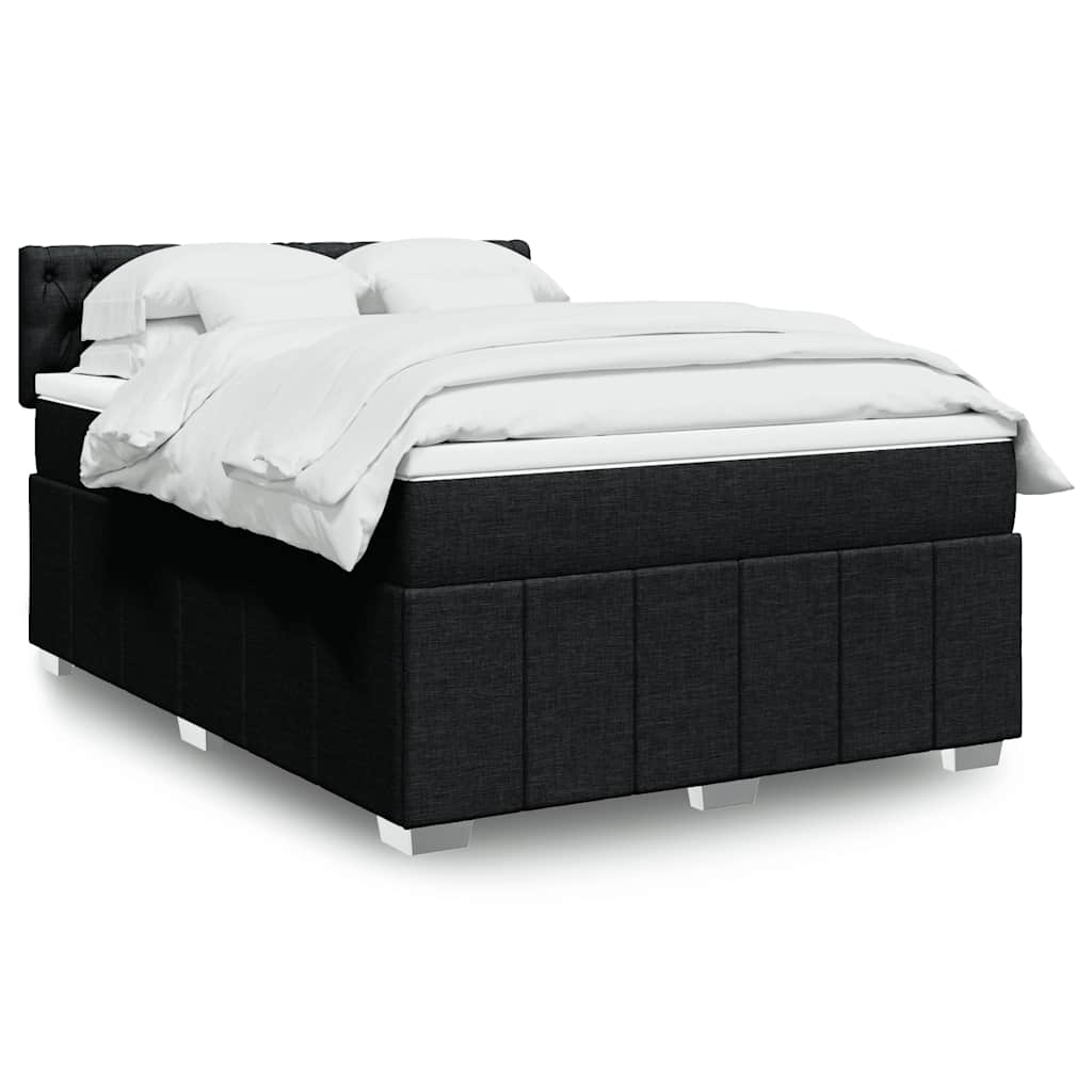 Κρεβάτι Boxspring με Στρώμα Μαύρο 140x190 εκ. Υφασμάτινο - Pakobazaar