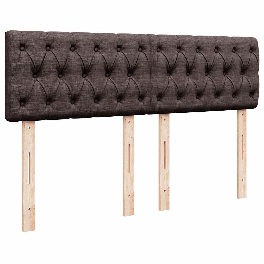 Κρεβάτι Boxspring με Στρώμα Σκούρο Καφέ 140x190 εκ. Υφασμάτινο - Pakobazaar