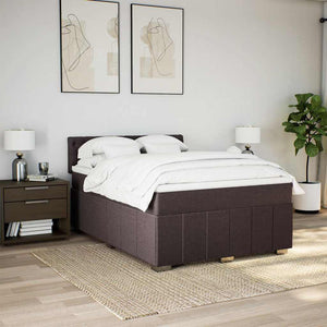 Κρεβάτι Boxspring με Στρώμα Σκούρο Καφέ 140x190 εκ. Υφασμάτινο - Pakobazaar